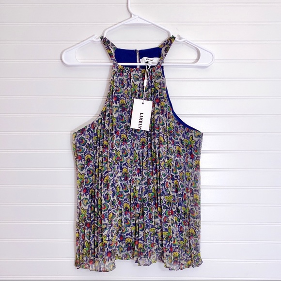Likely Tops - Likely Floral Print Pleated Halter Top Size 6 NWT